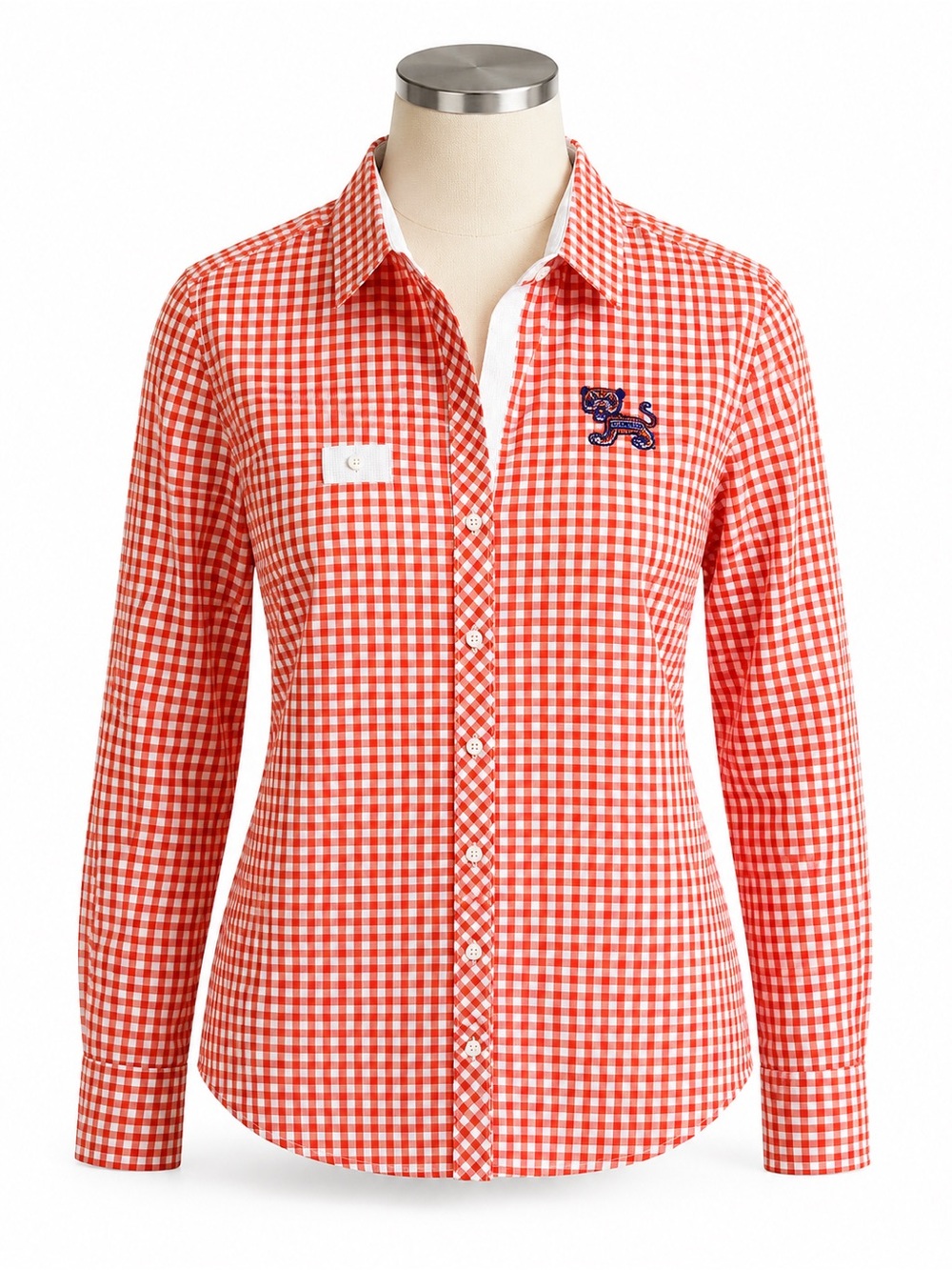 Cutter & Buck Clemson Tigers Gingham Button Front Shirt Women's M
